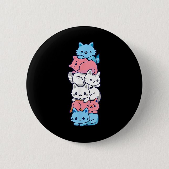 Badge Rond 5 Cm Pride transgenre Chat Lgbt Transflag Chats mignons (Devant)