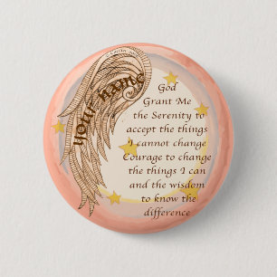 Badge Rond 5 Cm Prière Angel Serenity