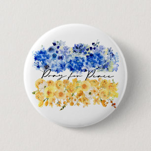 Badge Rond 5 Cm Priez pour la paix. Paix en Ukraine. Aquarelles.