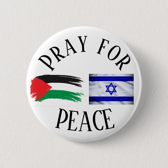 Badge Rond 5 Cm Priez pour la paix Palestine Israël (Devant)