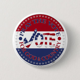 Badge Rond 5 Cm Priez pour le vote pour Dieu et le pays USA Cochez