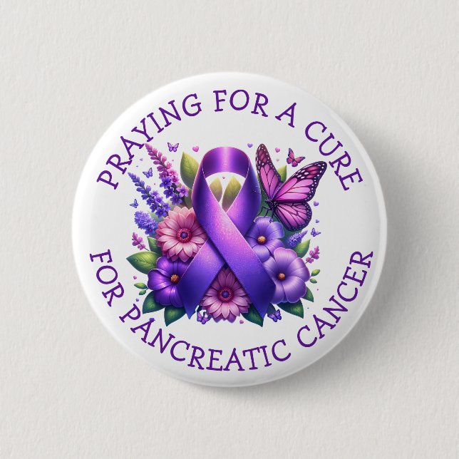 Badge Rond 5 Cm Priez pour un remède au cancer du pancréas (Devant)