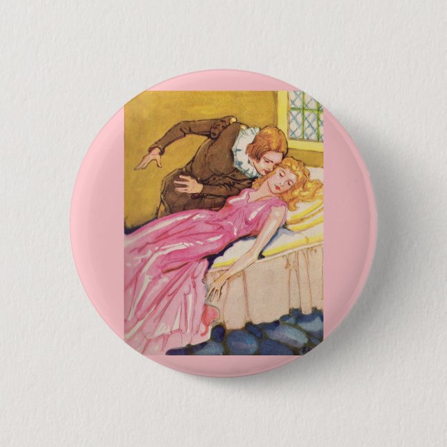 Badge Rond 5 Cm Prince Charming baiser Beauté dormante (Devant)