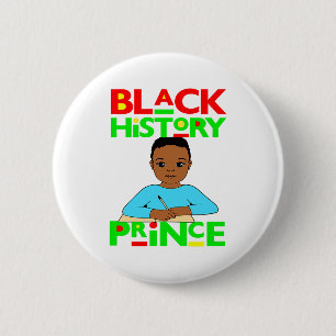 Badge Rond 5 Cm Prince de l'Histoire Noire Garçon Mélanine Fils Br