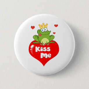 Badge Rond 5 Cm Prince On A Red Heart de grenouille