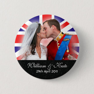 Badge Rond 5 Cm Prince William et bouton royal de mariage de