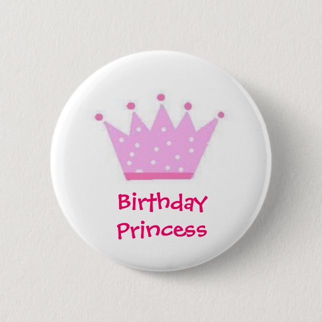 Badge Rond 5 Cm Princee d'anniversaire (point de polka) (Devant)