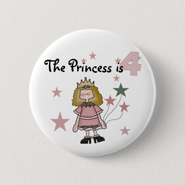Badge Rond 5 Cm Princess 4th Birthday Tshirts et cadeaux (Devant)