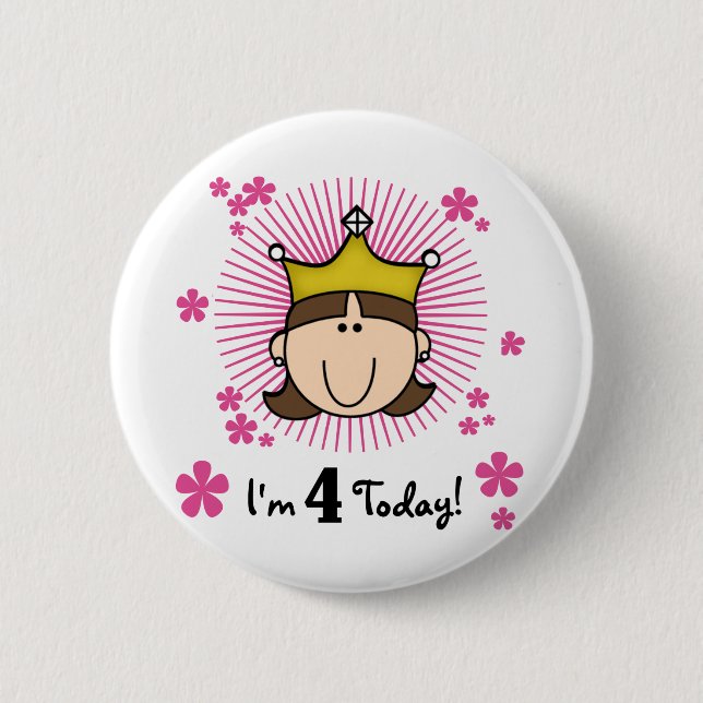 Badge Rond 5 Cm Princess 4th Birthday Tshirts et cadeaux (Devant)