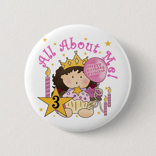Badge Rond 5 Cm Princess All About Me 3e Anniversaire Tshirts (Devant)