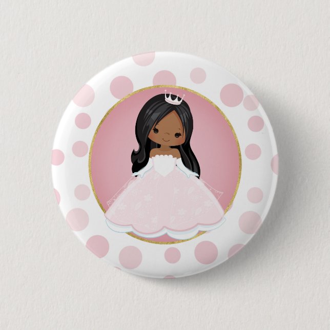 Badge Rond 5 Cm Princesse afro-américaine rose (Devant)