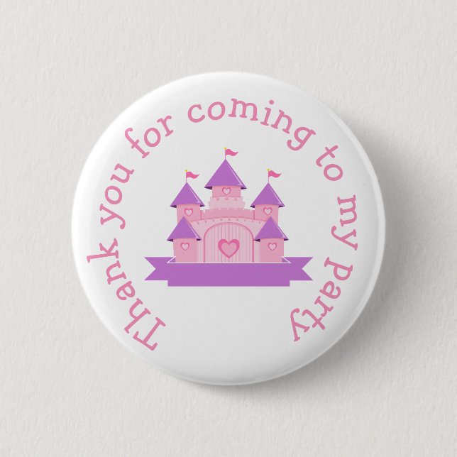 Badge Rond 5 Cm Princesse Anniversaire rose et violet (Devant)