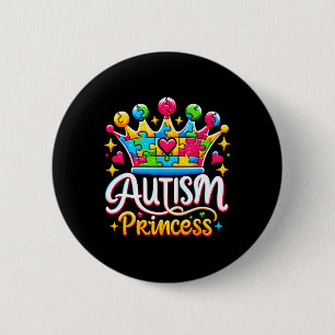 Badge Rond 5 Cm Princesse autiste Reine de la sensibilisation à l'