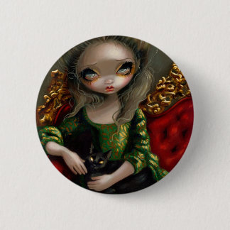 Badge Rond 5 Cm "Princesse avec le bouton d'un chat noir"