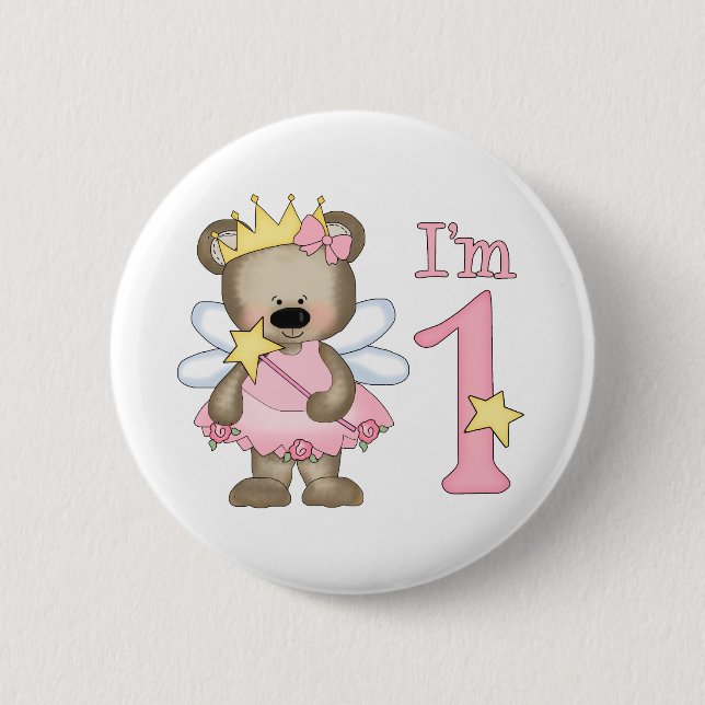 Badge Rond 5 Cm Princesse Bear 1er anniversaire (Devant)