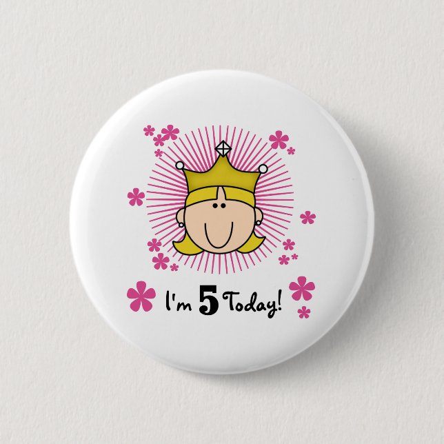 Badge Rond 5 Cm Princesse blonde 5ème anniversaire (Devant)