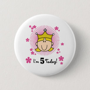 Badge Rond 5 Cm Princesse blonde 5ème anniversaire