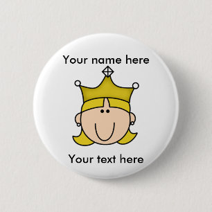 BADGE ROND 5 CM PRINCESSE CUSTOMISÉE BLOND