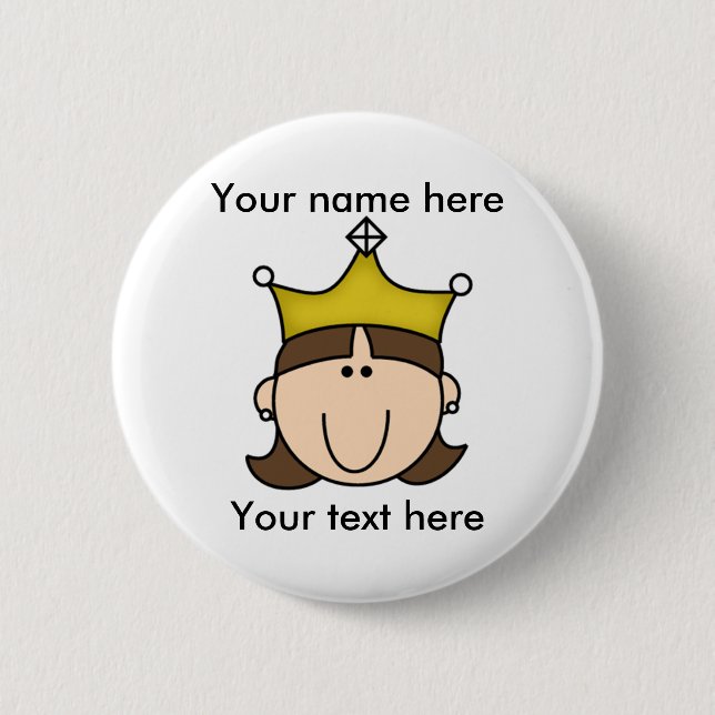 BADGE ROND 5 CM PRINCESSE CUSTOMISÉE BROWN (Devant)