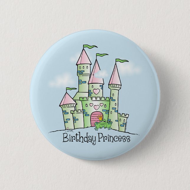 Badge Rond 5 Cm Princesse d'anniversaire de château (Devant)