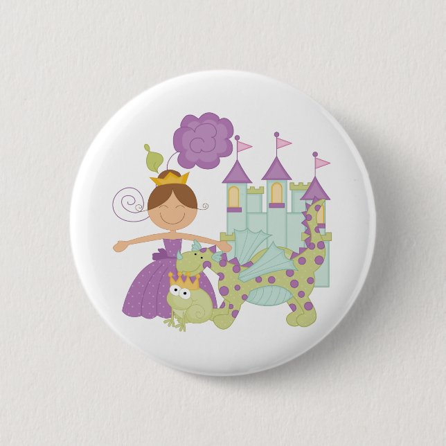 Badge Rond 5 Cm Princesse de brune (Devant)