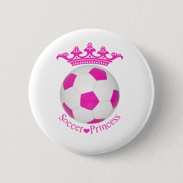Badge Rond 5 Cm Princesse de football, balle de football rose (Devant)
