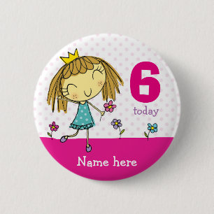 Badge Rond 5 Cm Princesse de rose d'anniversaire de ♥ d'INSIGNE 