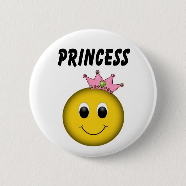 Badge Rond 5 Cm Princesse face avec couronne (Devant)