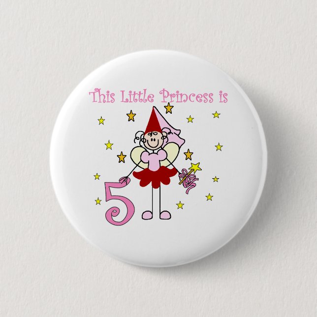 Badge Rond 5 Cm Princesse féerique 5ème anniversaire (Devant)