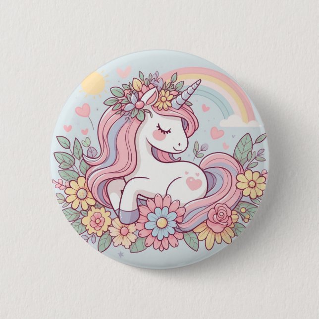 Badge Rond 5 Cm Princesse Fleur (Devant)