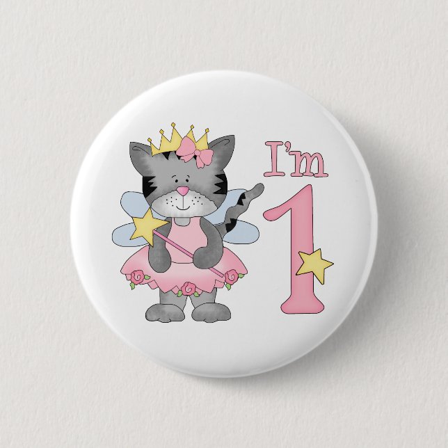 Badge Rond 5 Cm Princesse Kitty 1er anniversaire (Devant)