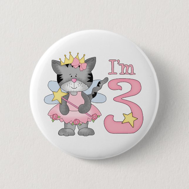 Badge Rond 5 Cm Princesse Kitty 3e anniversaire (Devant)