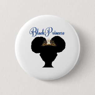 Badge Rond 5 Cm Princesse noire (cheveux naturels en afro puffs) -