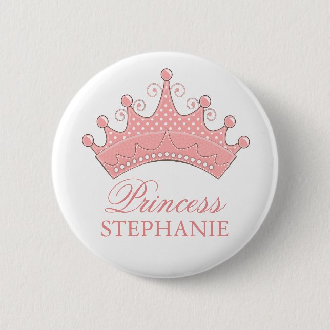 Badge Rond 5 Cm Princesse Party Personalized Crown Button (Devant)