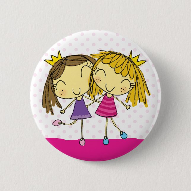 Badge Rond 5 Cm Princesse rose d'amis (Devant)
