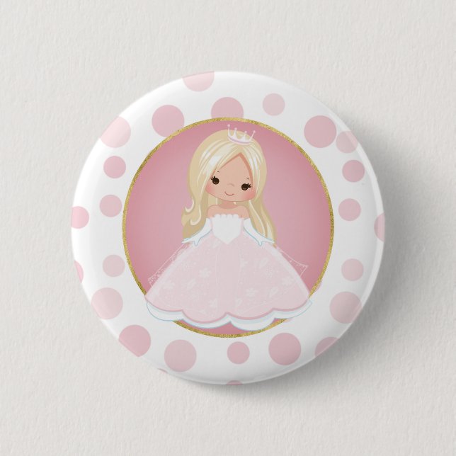 Badge Rond 5 Cm Princesse rose de Blonde (Devant)