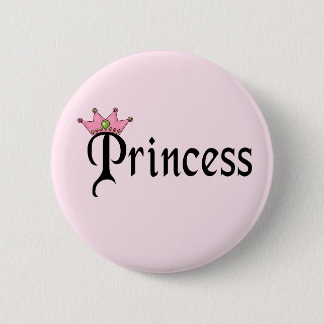 Badge Rond 5 Cm Princesse Texte avec Couronne (Devant)