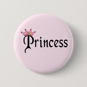Badge Rond 5 Cm Princesse Texte avec Couronne