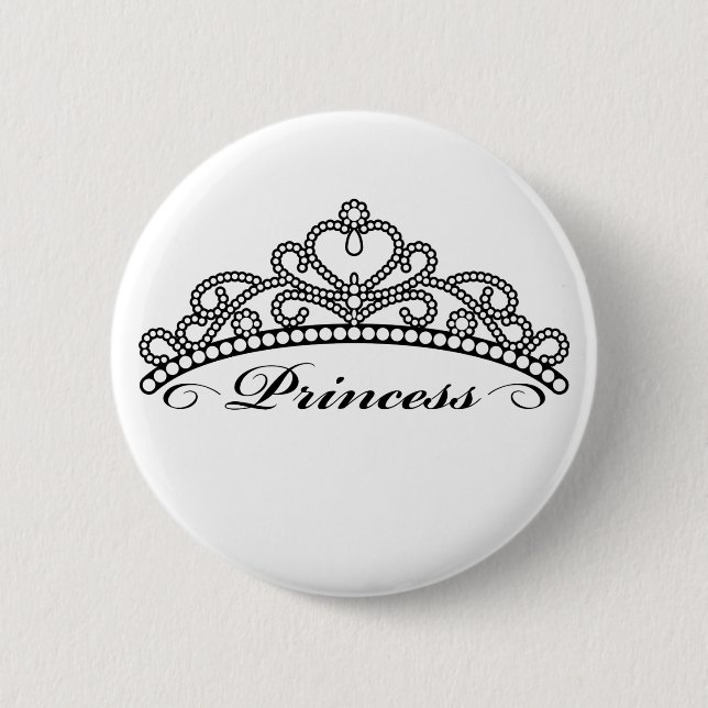 Badge Rond 5 Cm Princesse Tiara Button (Devant)