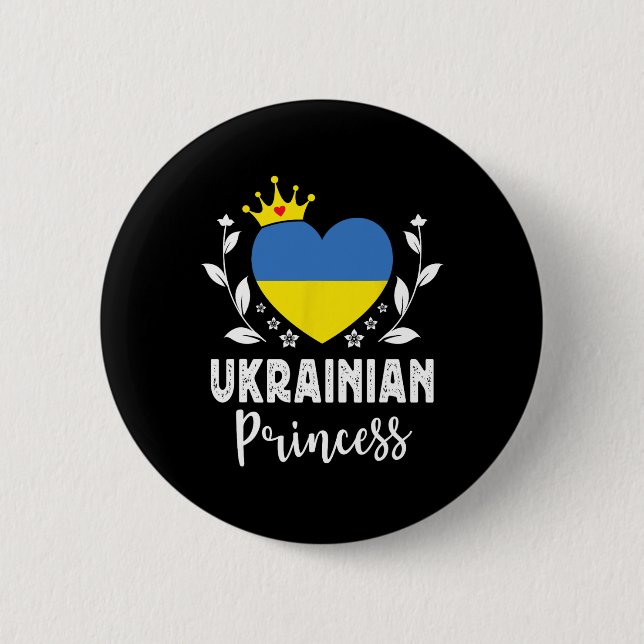 Badge Rond 5 Cm Princesse ukrainienne Drapeau ukrainien Fière Ukra (Devant)