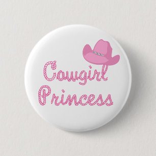 Badge Rond 5 Cm Princesse With Pink Hat de cow-girl