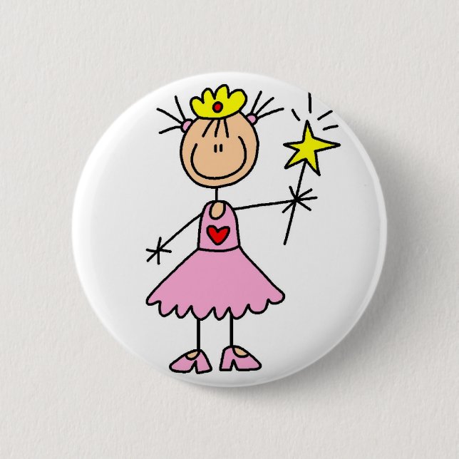Badge Rond 5 Cm Princesse With Wand Button (Devant)