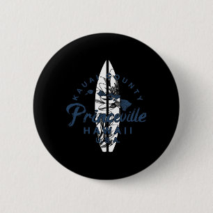 Badge Rond 5 Cm Princeville Kauai Surf Hawaïen Vintage Hawaï