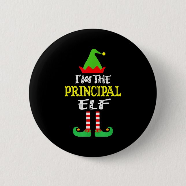 Badge Rond 5 Cm Principal Elf Matching Family Group Christmas  (Devant)