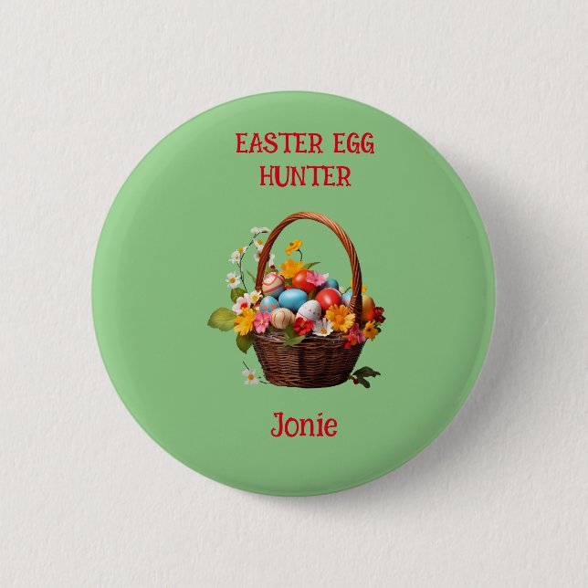 Badge Rond 5 Cm Printemps fleurit Chasse aux oeufs de Pâques (Devant)