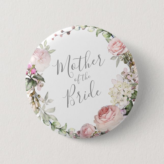 Badge Rond 5 Cm Printemps Floral Mère du bouton Mariée (Devant)