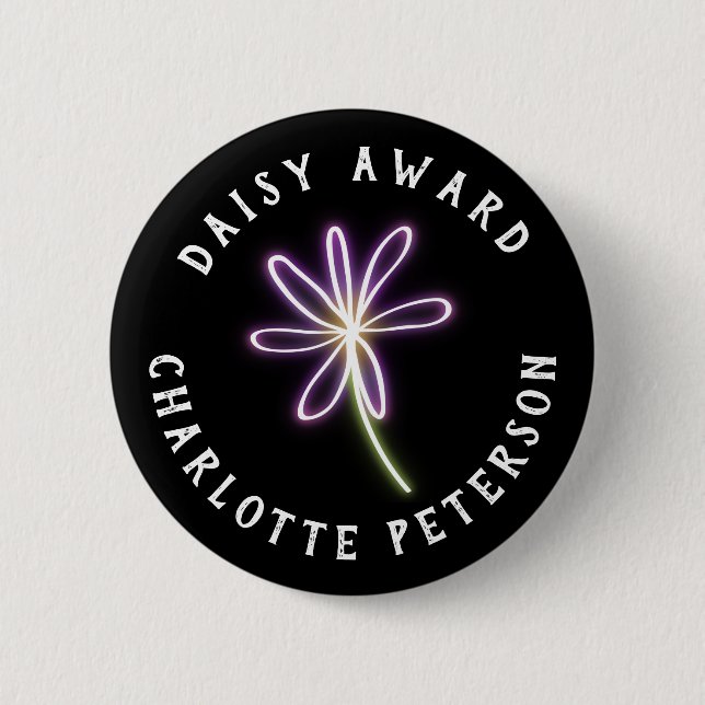 Badge Rond 5 Cm Prix du Dahlia Violet Néon (Devant)
