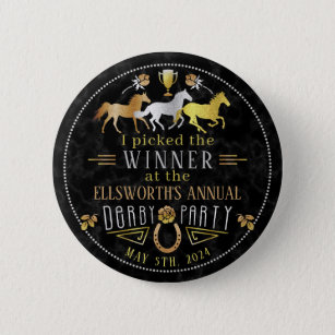 Badge Rond 5 Cm Prix du vainqueur Art Déco du Derby Day Party