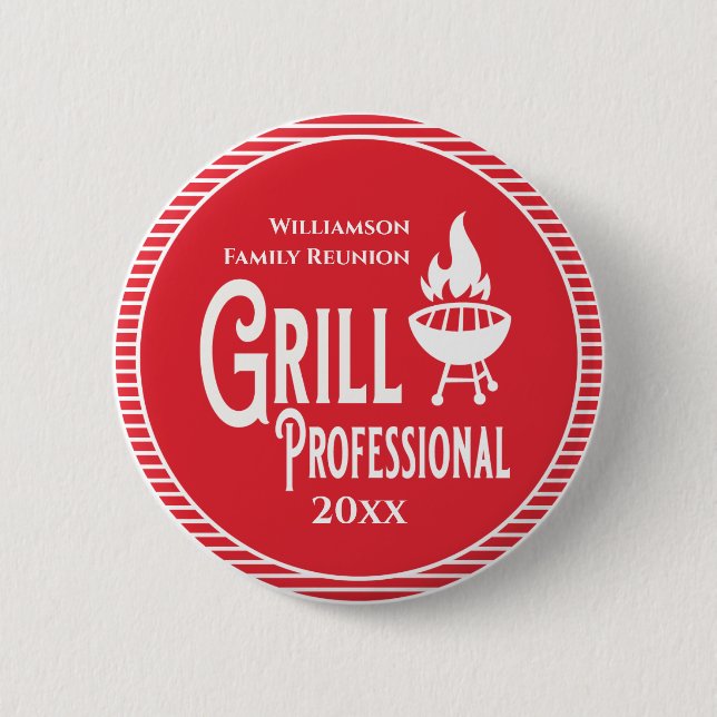 Badge Rond 5 Cm Prix Reunion familiale Barbecue Grill professionne (Devant)