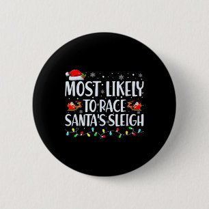 Badge Rond 5 Cm Probable À La Course Père Noël Sleigh Family Chris